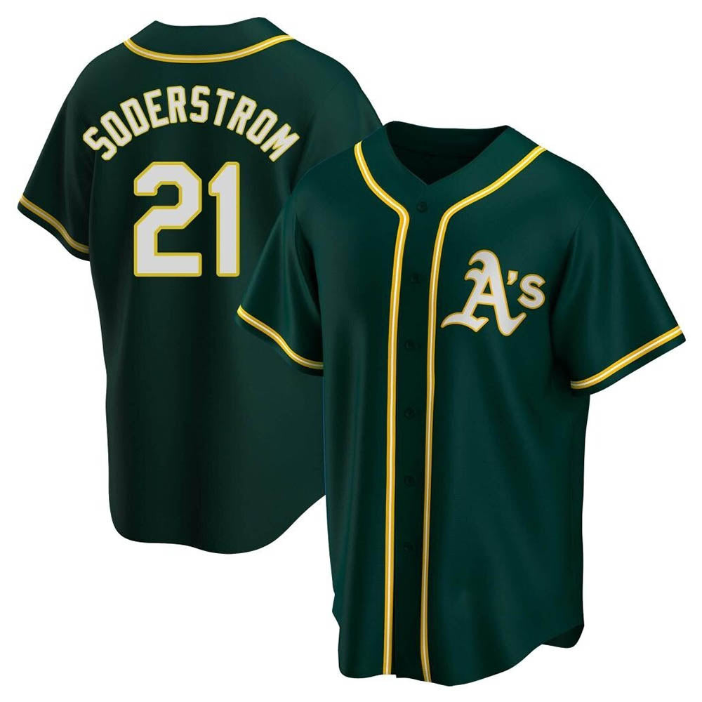 Elroe Athletics #21 Tyler Soderstrom Player Green Replica Alternate Stitched Jersey