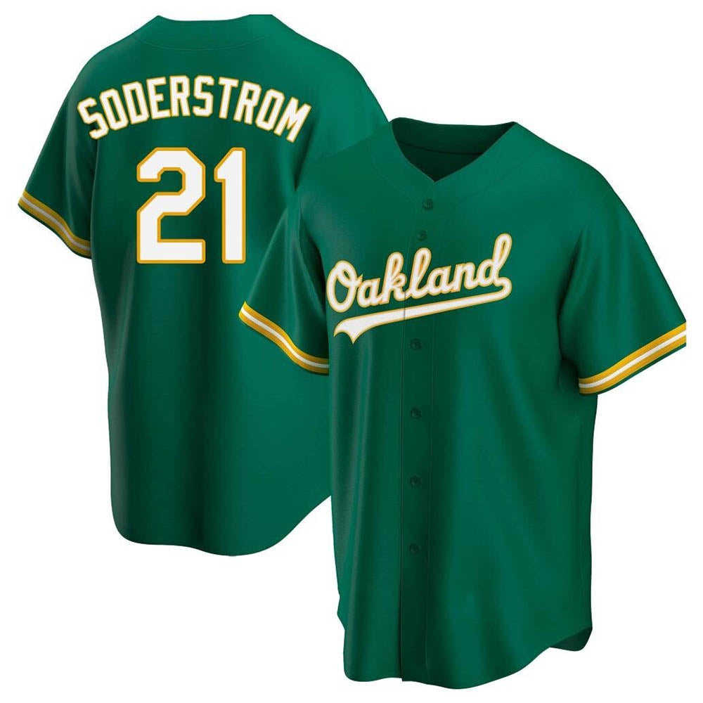 Elroe Athletics #21 Tyler Soderstrom Player Green Replica Kelly Alternate Stitched Jersey