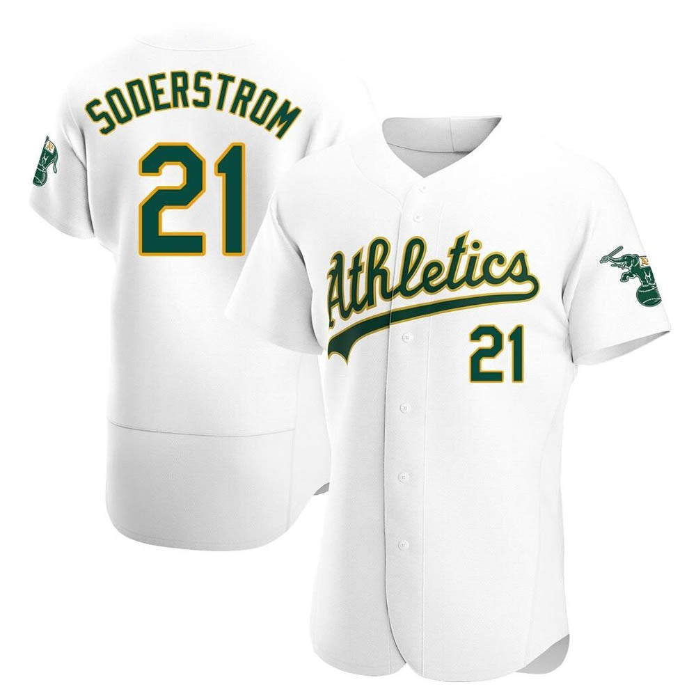 Elroe Athletics #21 Tyler Soderstrom Player White Authentic Home Stitched Jersey