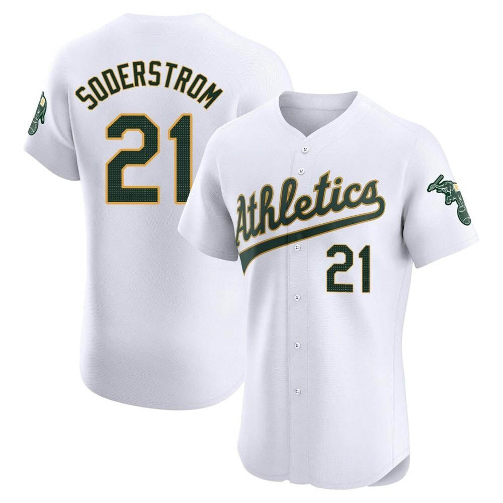 Elroe Athletics #21 Tyler Soderstrom Player White Elite Home Stitched Jersey