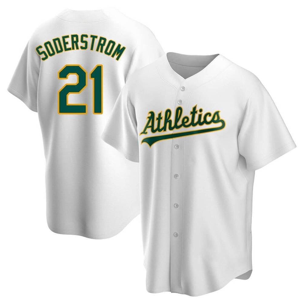Elroe Athletics #21 Tyler Soderstrom Player White Replica Home Stitched Jersey