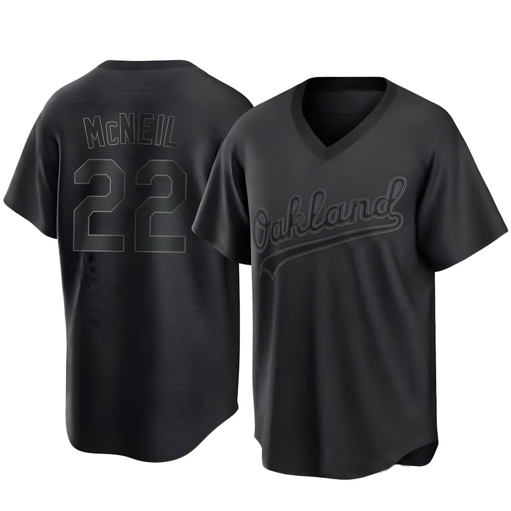 Elroe Athletics #22 Jeff McNeil player Black Replica Pitch Fashion Stitched Jersey
