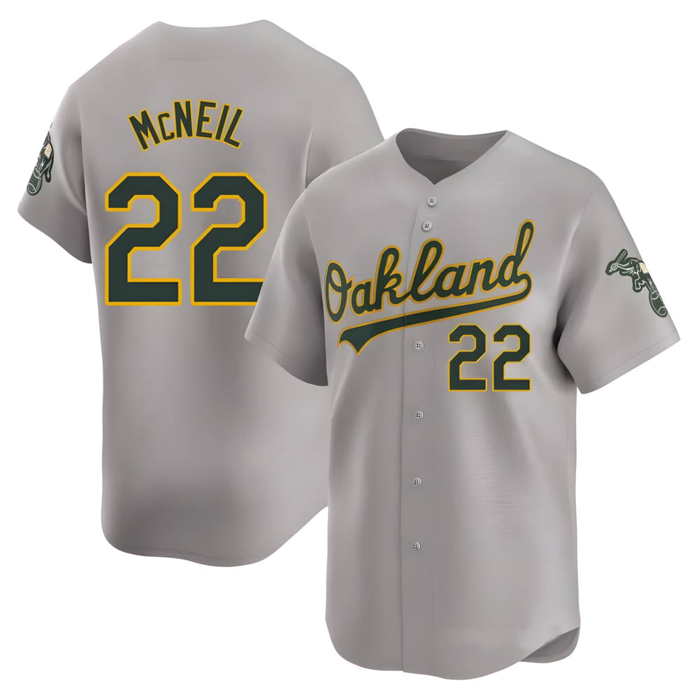 Elroe Athletics #22 Jeff McNeil player Gray Limited Away Stitched Jersey