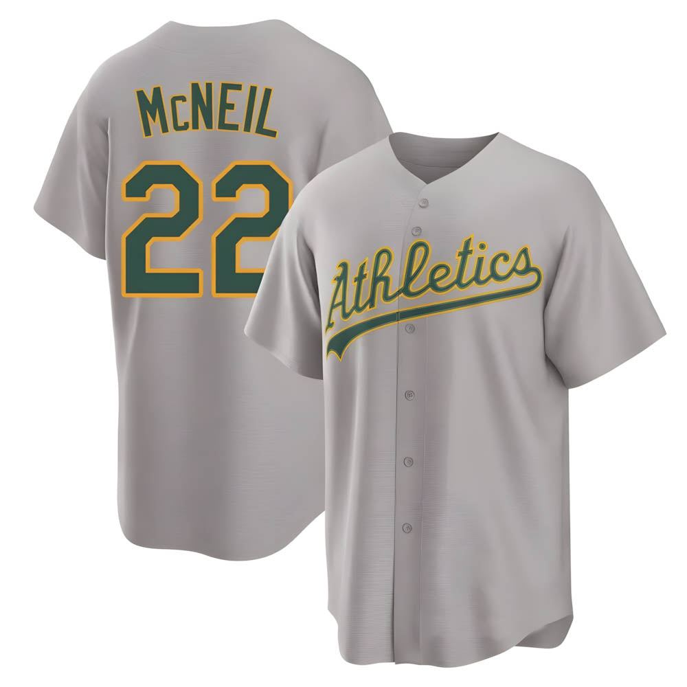 Elroe Athletics #22 Jeff McNeil player Gray Replica Away Stitched Jersey