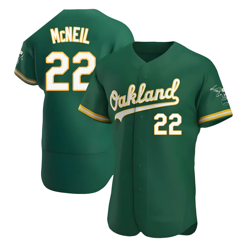 Elroe Athletics #22 Jeff McNeil player Green Authentic Kelly Alternate Stitched Jersey