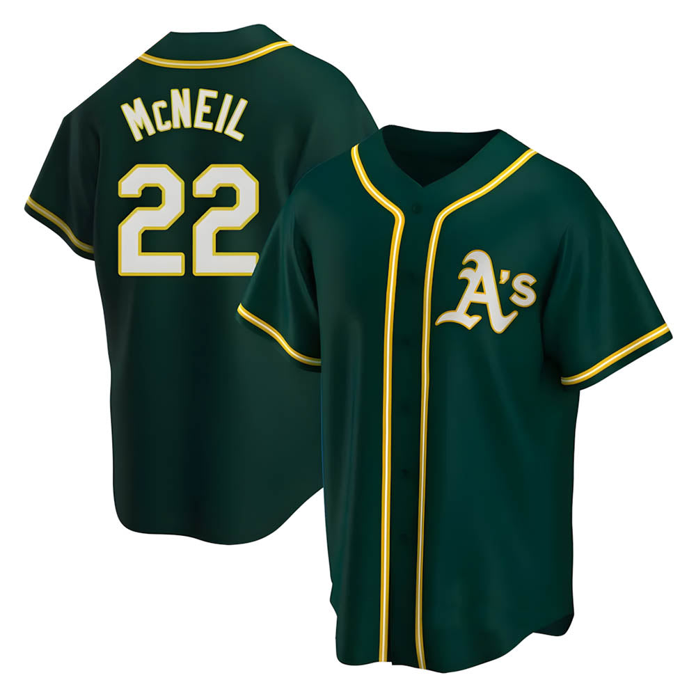 Elroe Athletics #22 Jeff McNeil player Green Replica Alternate Stitched Jersey