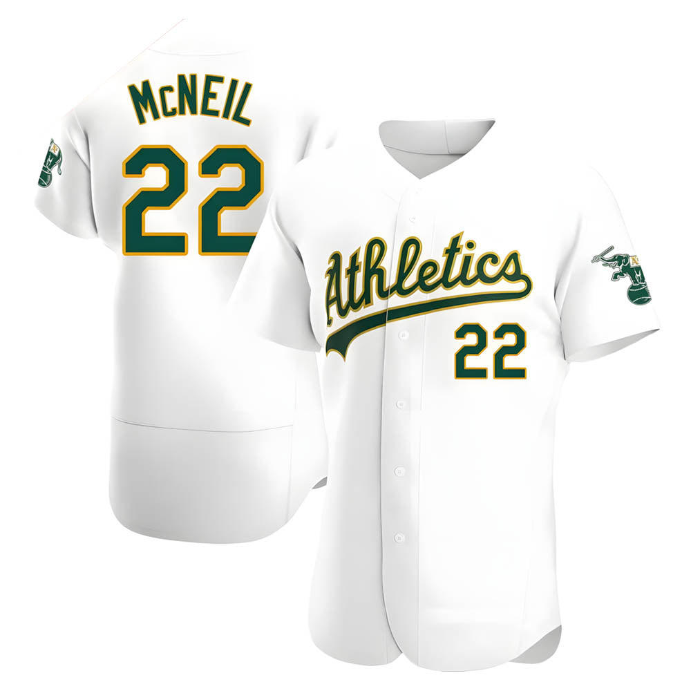 Elroe Athletics #22 Jeff McNeil player White Authentic Home Stitched Jersey