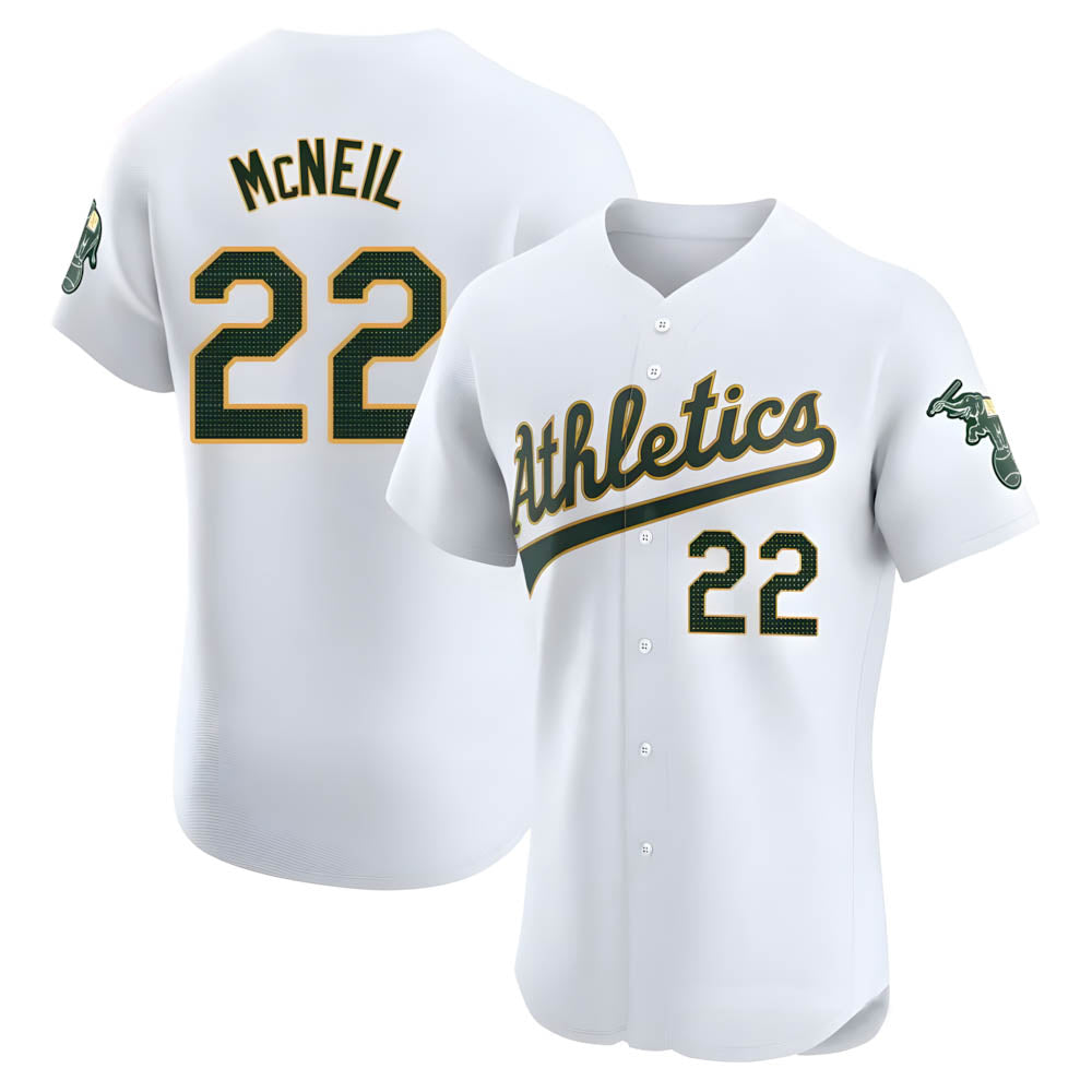 Elroe Athletics #22 Jeff McNeil player White Elite Home Stitched Jersey