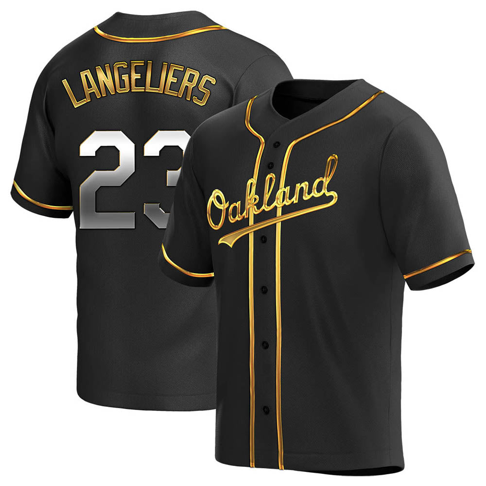 Elroe Athletics #23 Shea Langeliers Player Black Golden Replica Alternate Stitched Jerseys