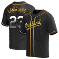 Elroe Athletics #23 Shea Langeliers Player Black Golden Replica Alternate Stitched Jerseys