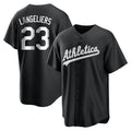 Elroe Athletics #23 Shea Langeliers Player Black&White Replica Stitched Jerseys