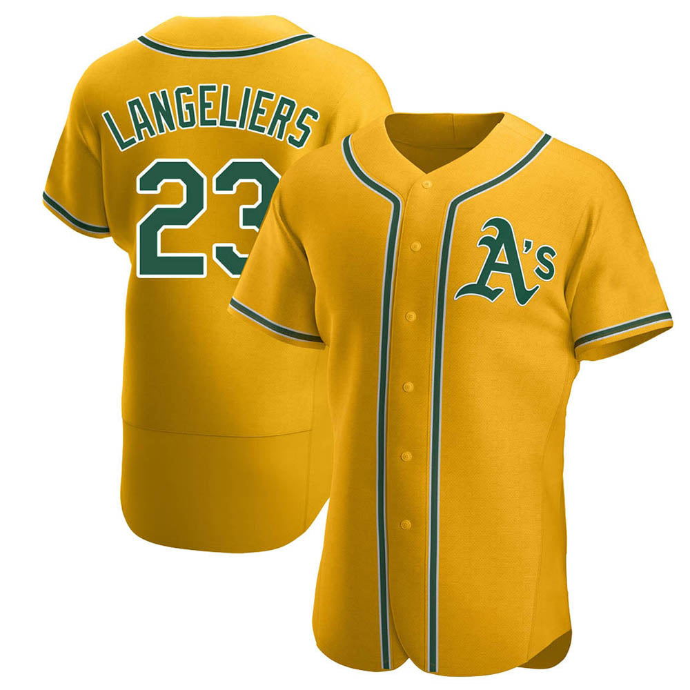 Elroe Athletics #23 Shea Langeliers Player Gold Authentic Alternate Stitched Jerseys