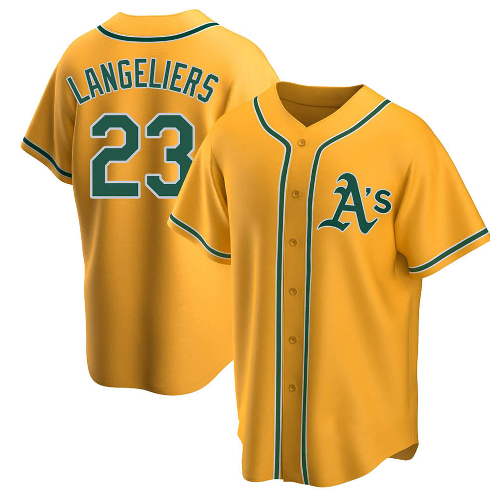 Elroe Athletics #23 Shea Langeliers Player Gold Replica Alternate Stitched Jersey