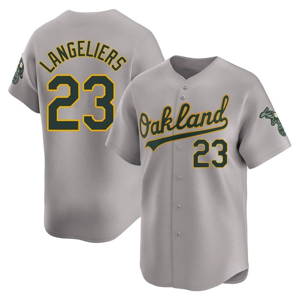 Elroe Athletics #23 Shea Langeliers Player Gray Limited Away Stitched Jersey