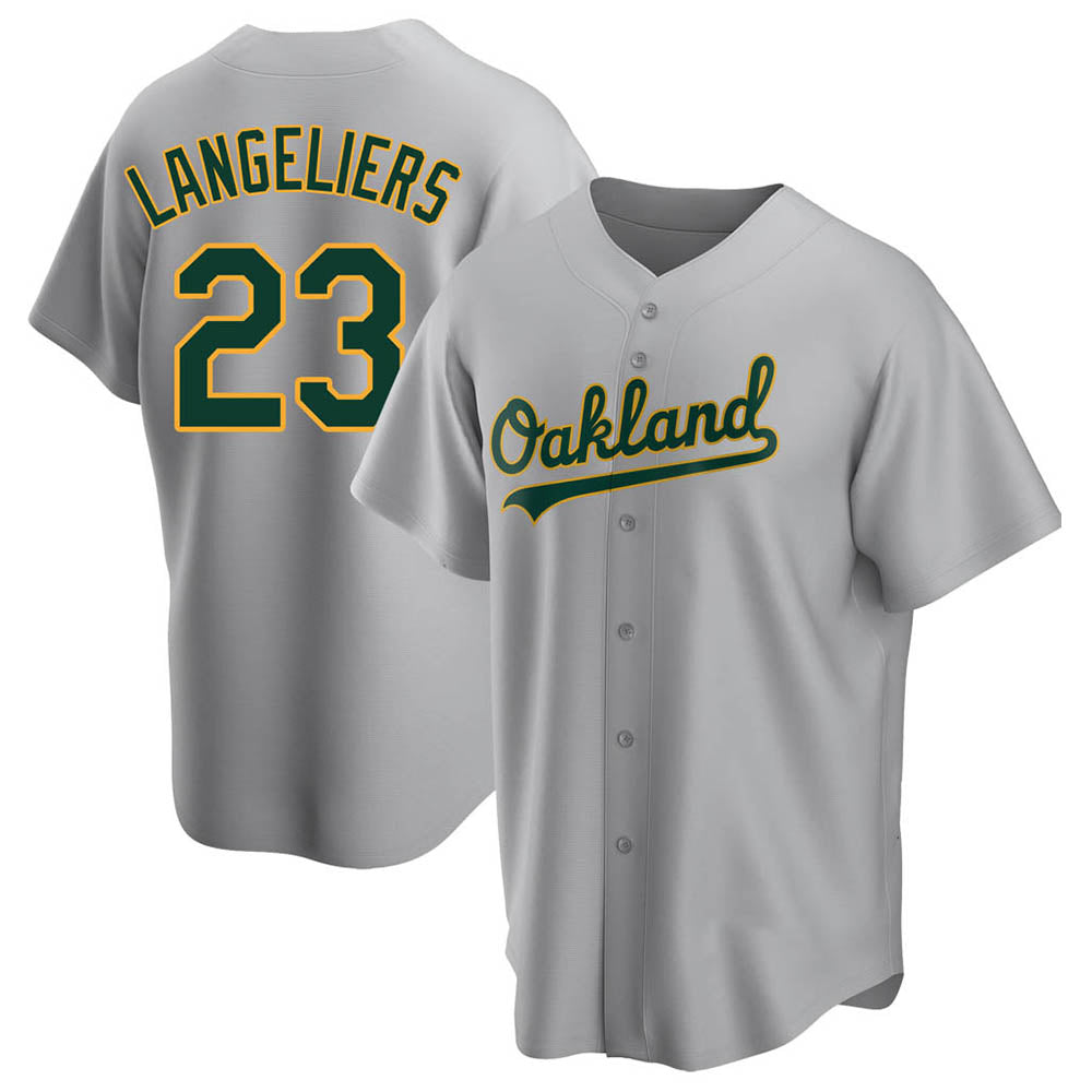 Elroe Athletics #23 Shea Langeliers Player Gray Replica Road Stitched Jerseys