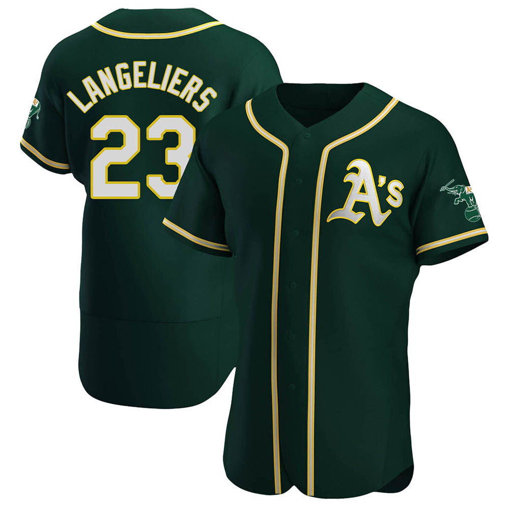 Elroe Athletics #23 Shea Langeliers Player Green Authentic Alternate Stitched Jerseys