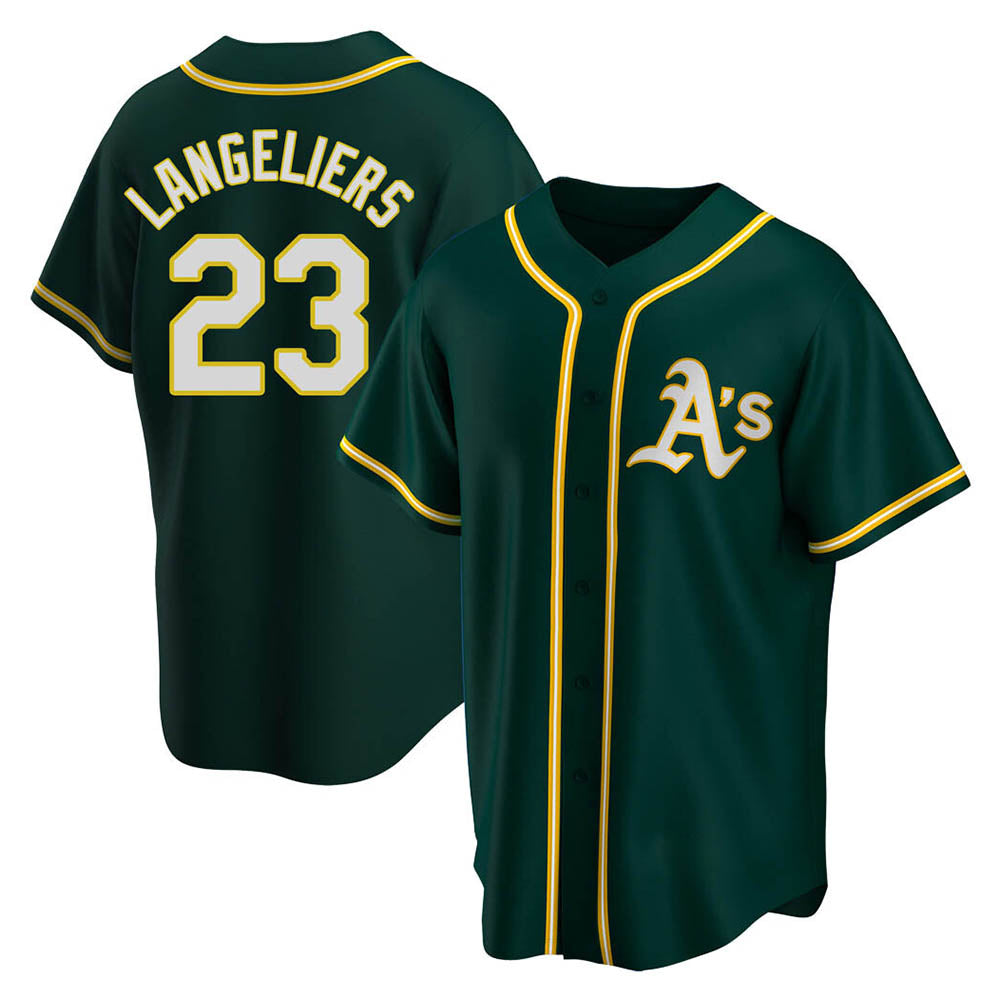 Elroe Athletics #23 Shea Langeliers Player Green Replica Alternate Stitched Jerseys