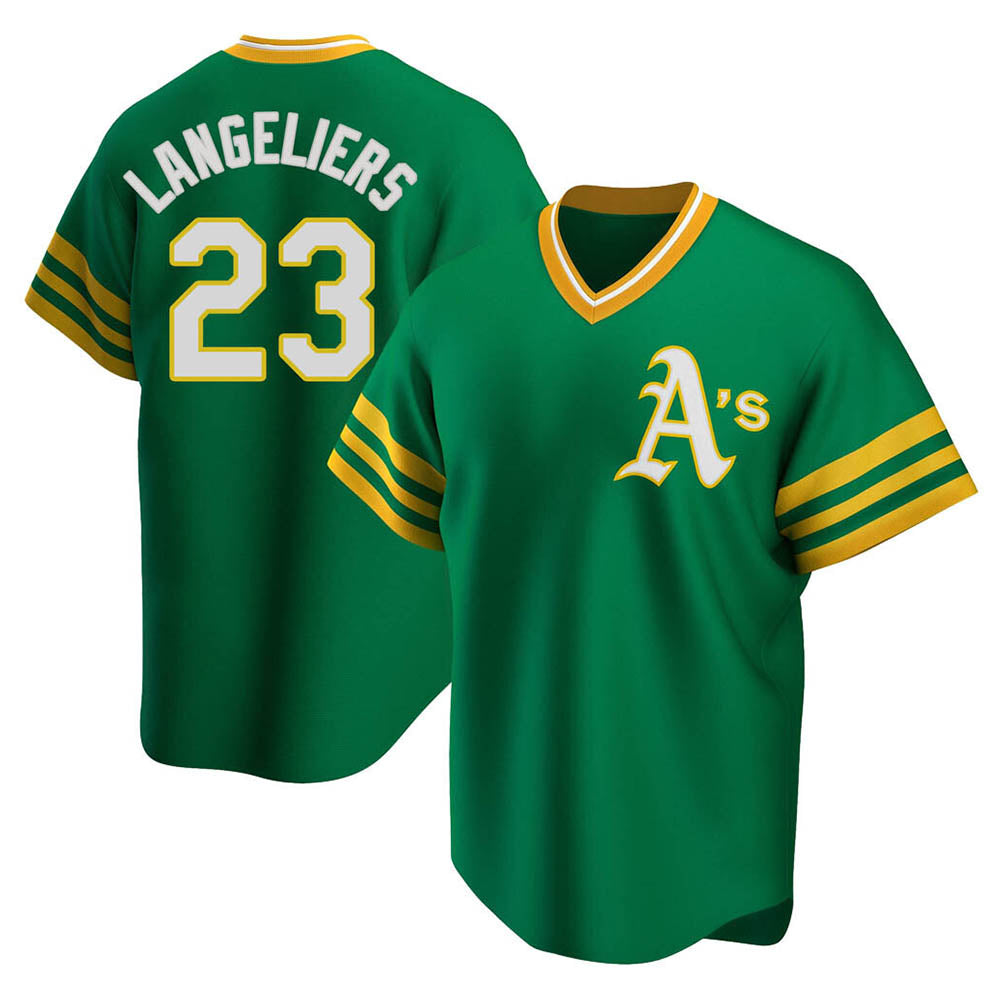Elroe Athletics #23 Shea Langeliers Player Green Replica Cooperstown Collection T shirt Stitched Jerseys