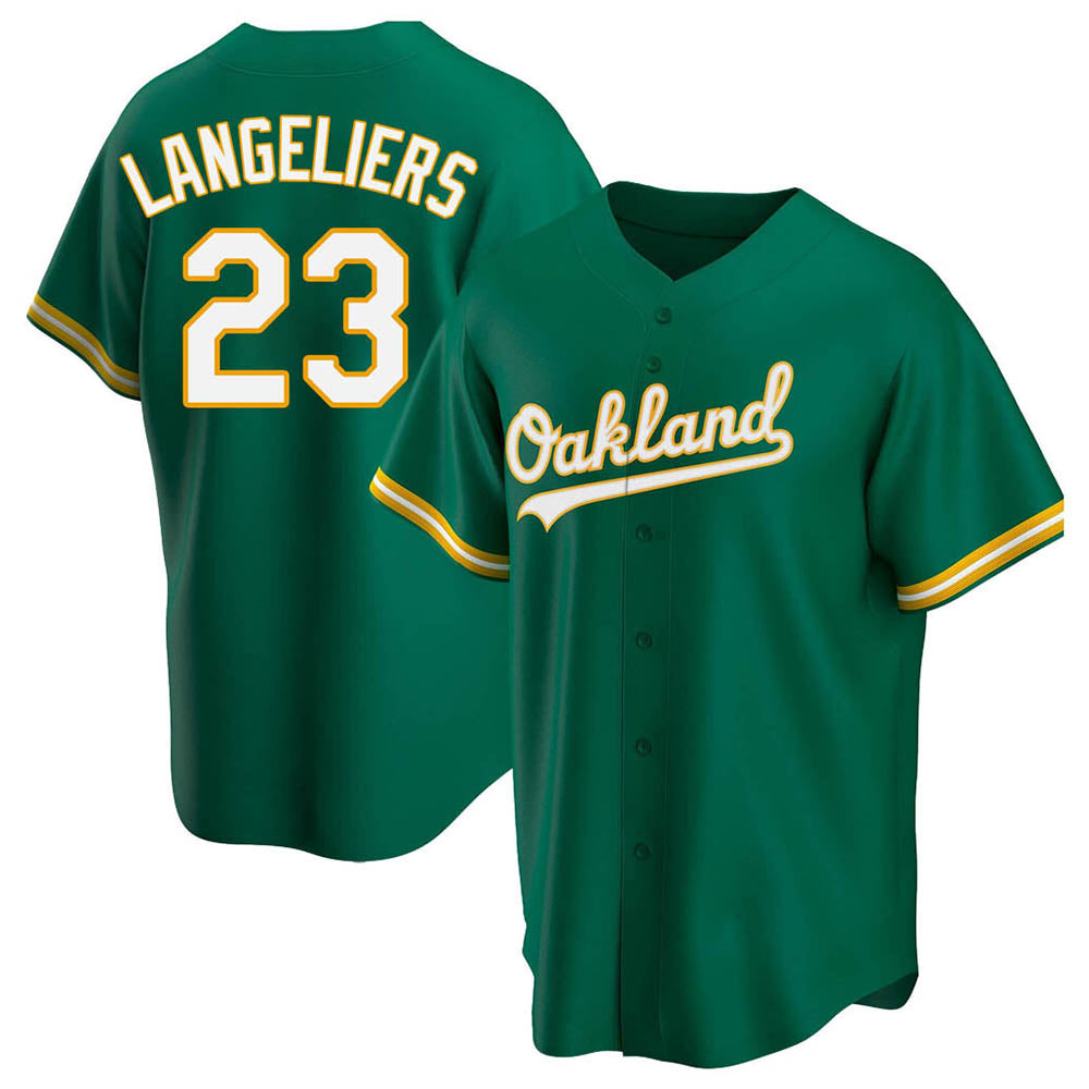 Elroe Athletics #23 Shea Langeliers Player Green Replica Kelly Alternate Stitched Jerseys