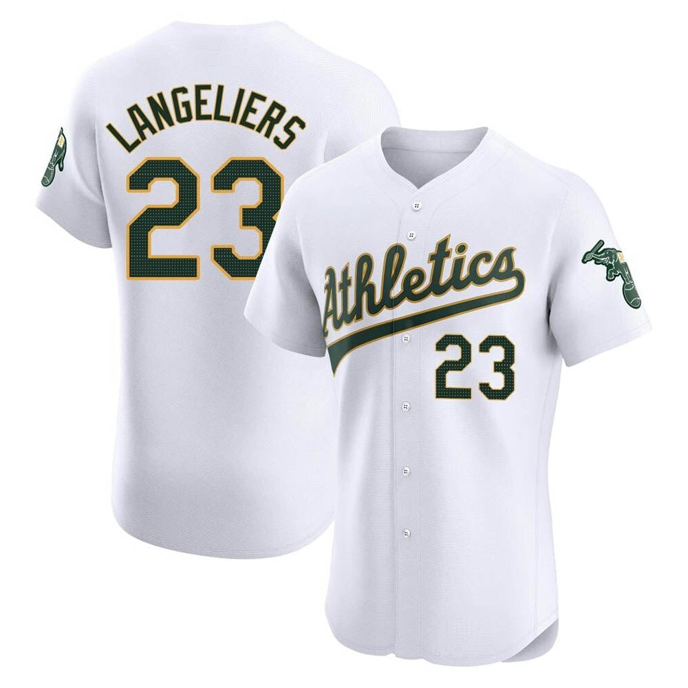 Elroe Athletics #23 Shea Langeliers Player White Elite Home Stitched Jersey