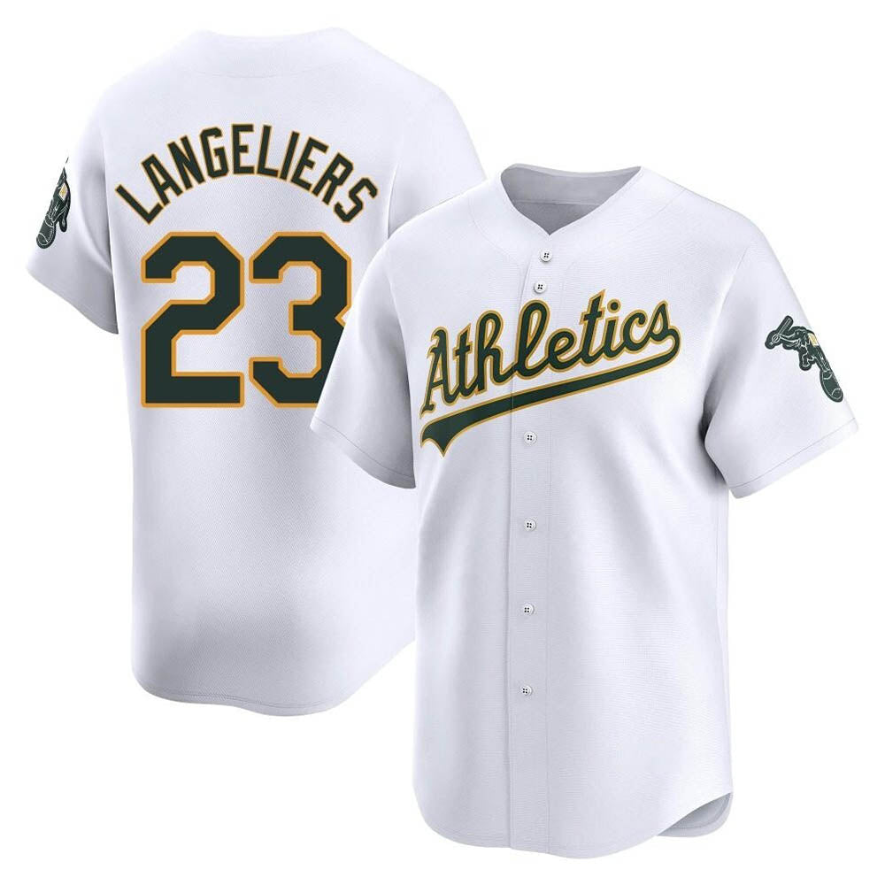 Elroe Athletics #23 Shea Langeliers Player White Limited Home Stitched Jersey