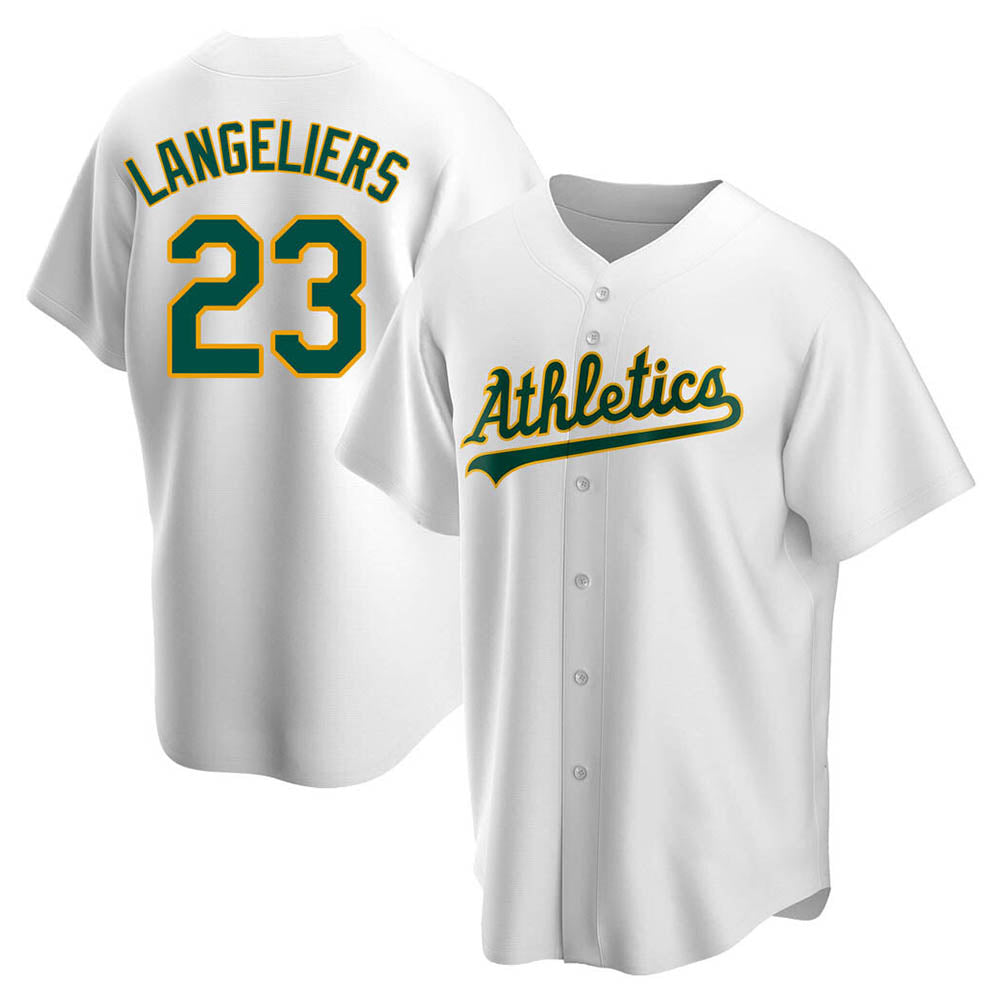 Elroe Athletics #23 Shea Langeliers Player White Replica Home Stitched Jerseys