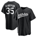 Elroe Athletics #35 Rickey Henderson Player Black&White Replica Stitched Jersey