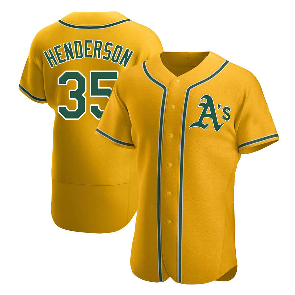 Elroe Athletics #35 Rickey Henderson Player Gold Authentic Alternate Stitched Jersey