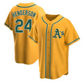 Elroe Athletics #24 Rickey Henderson Player Gold Replica Alternate Stitched Jersey