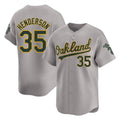 Elroe Athletics #35 Rickey Henderson Player Gray Limited Away Stitched Jersey