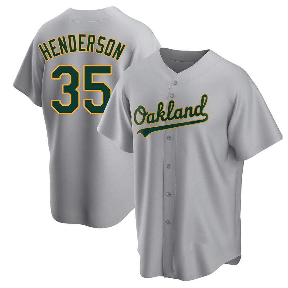 Elroe Athletics #35 Rickey Henderson Player Gray Replica Road Stitched Jersey