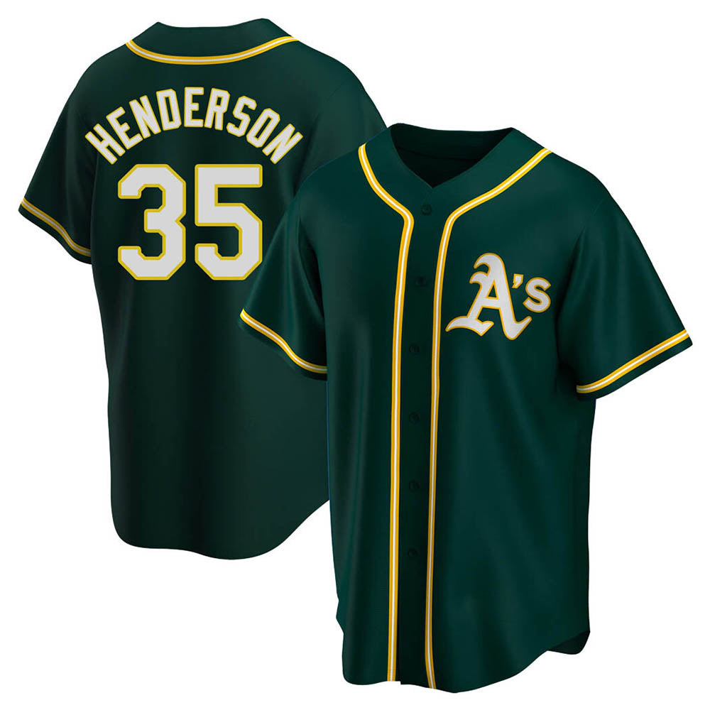 Elroe Athletics #35 Rickey Henderson Player Green Replica Alternate Stitched Jersey