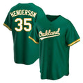 Elroe Athletics #35 Rickey Henderson Player Green Replica Kelly Alternate Stitched Jersey