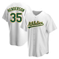 Elroe Athletics #35 Rickey Henderson Player White Replica Home Stitched Jersey