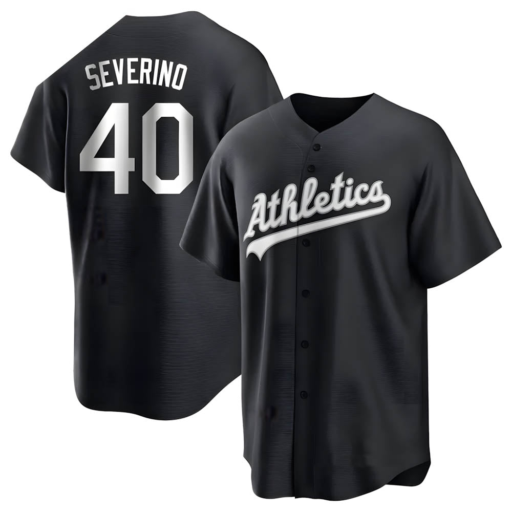 Elroe Athletics #40 Luis Severino player Black&White Replica Stitched Jersey
