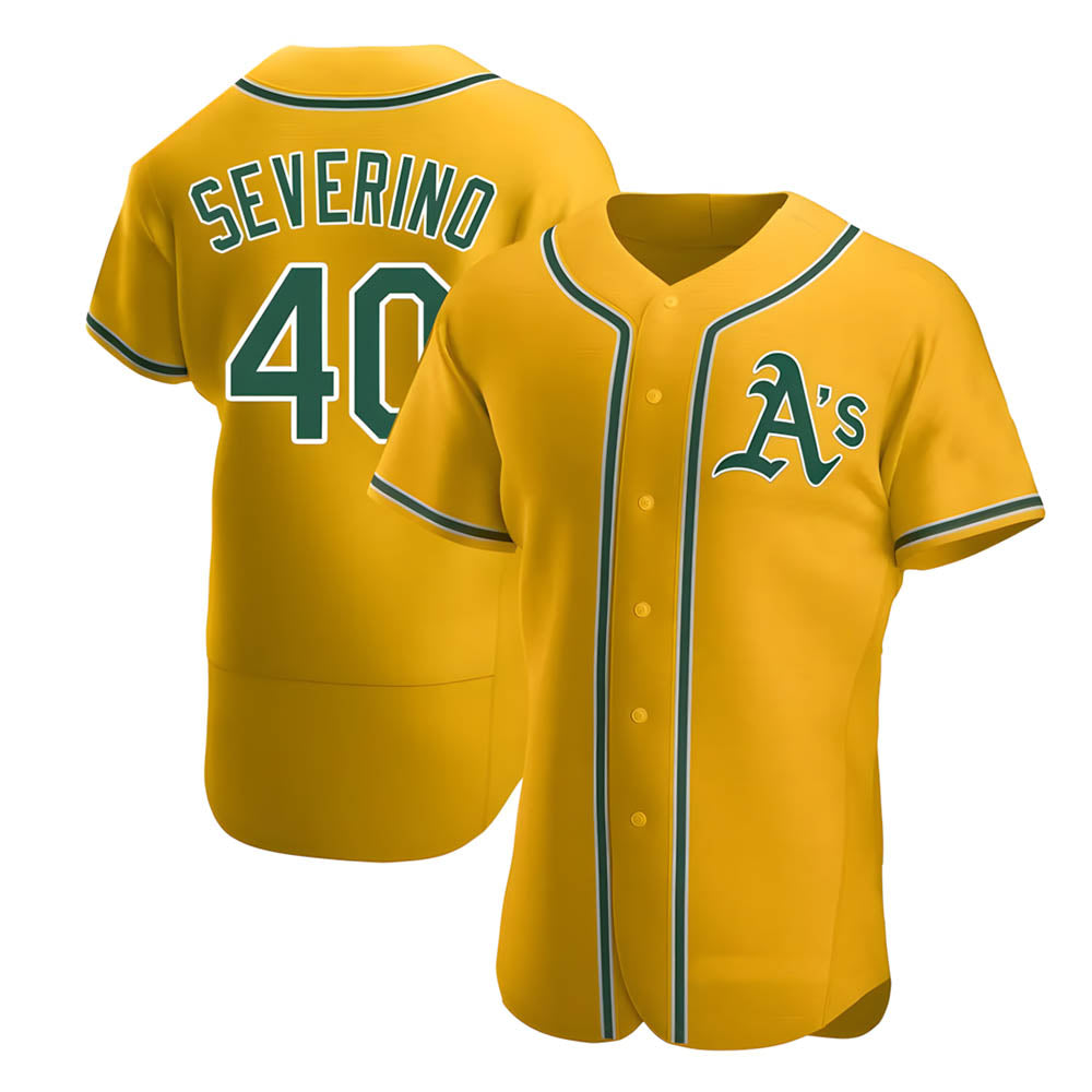 Elroe Athletics #40 Luis Severino player Gold Authentic Alternate Stitched Jersey