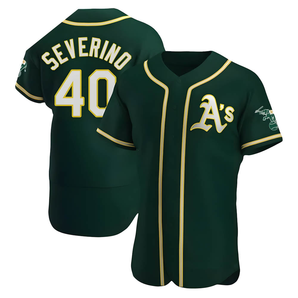 Elroe Athletics #40 Luis Severino player Green Authentic Alternate Stitched Jersey