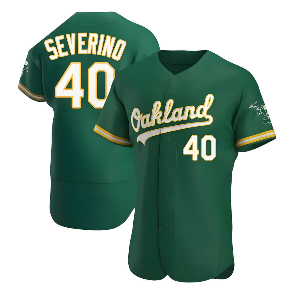 Elroe Athletics #40 Luis Severino player Green Authentic Kelly Alternate Stitched Jersey