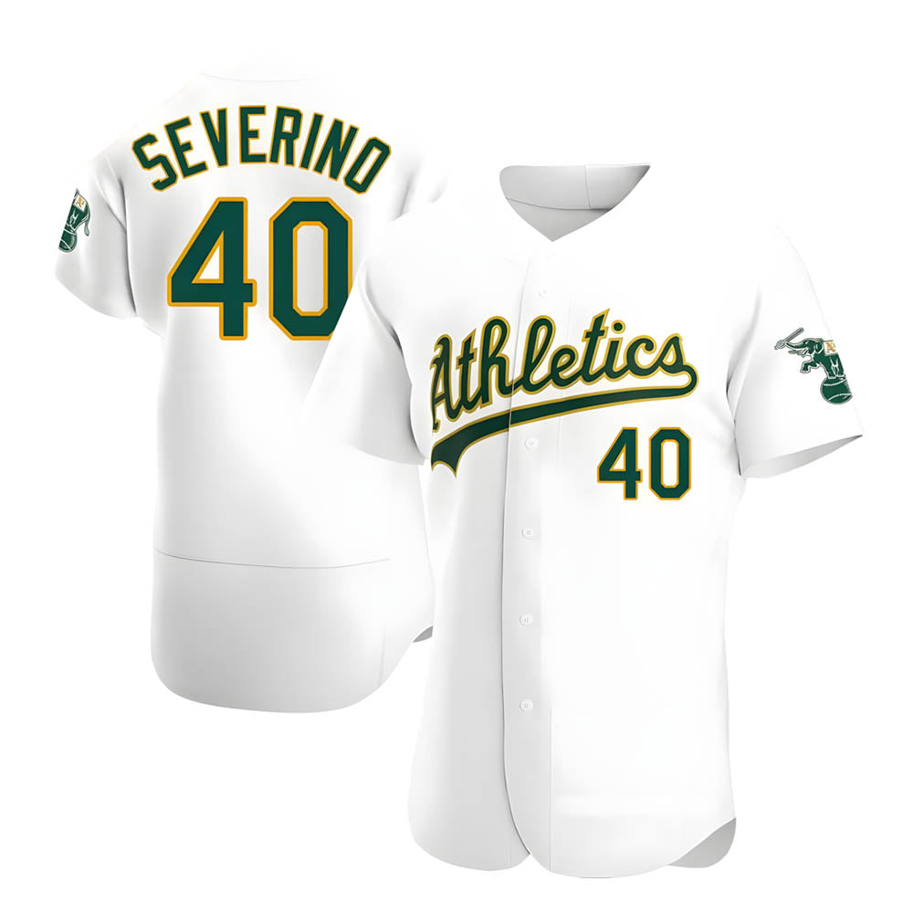 Elroe Athletics #40 Luis Severino player White Authentic Home Stitched Jersey