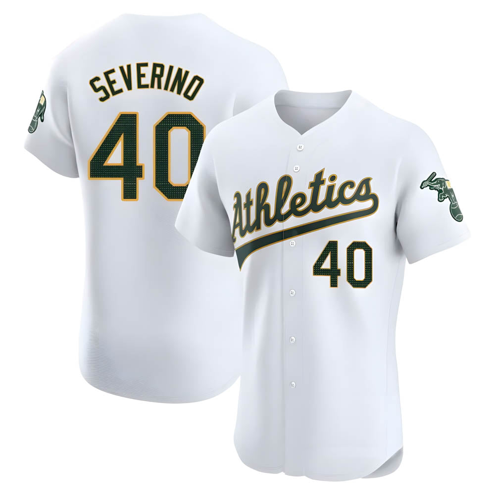 Elroe Athletics #40 Luis Severino player White Elite Home Stitched Jersey