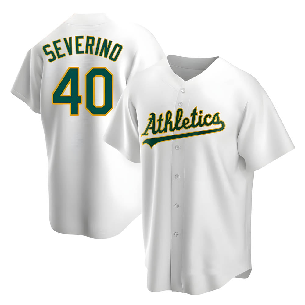 Elroe Athletics #40 Luis Severino player White Replica Home Stitched Jersey