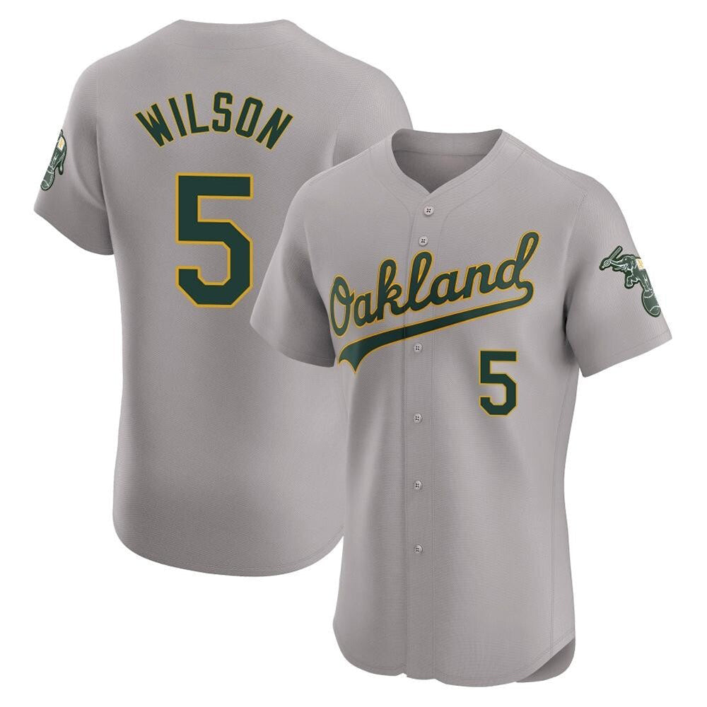 Elroe Athletics #5 Jacob Wilson Gray Elite Road Stitched Jersey