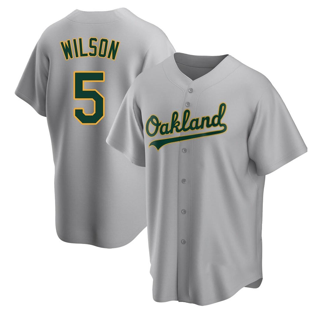 Elroe Athletics #5 Jacob Wilson Gray Replica Road Stitched Jersey