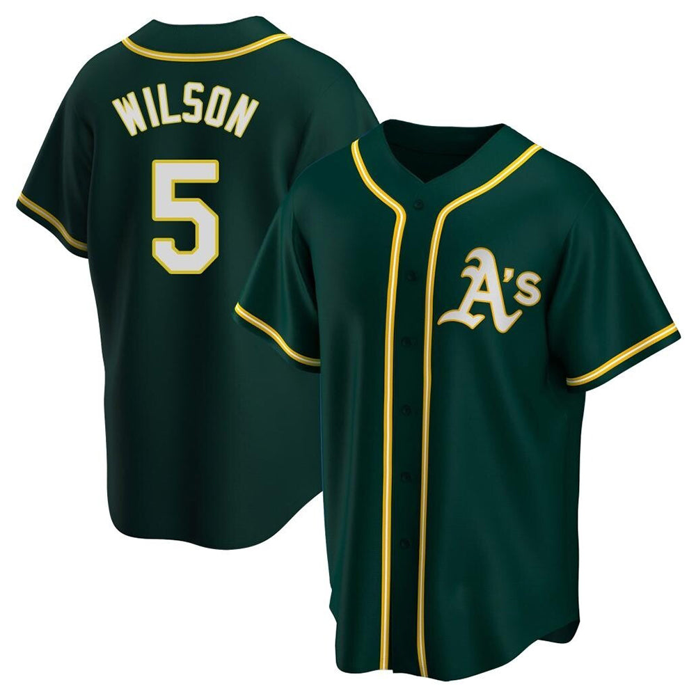 Elroe Athletics #5 Jacob Wilson Green Replica Alternate Stitched Jersey