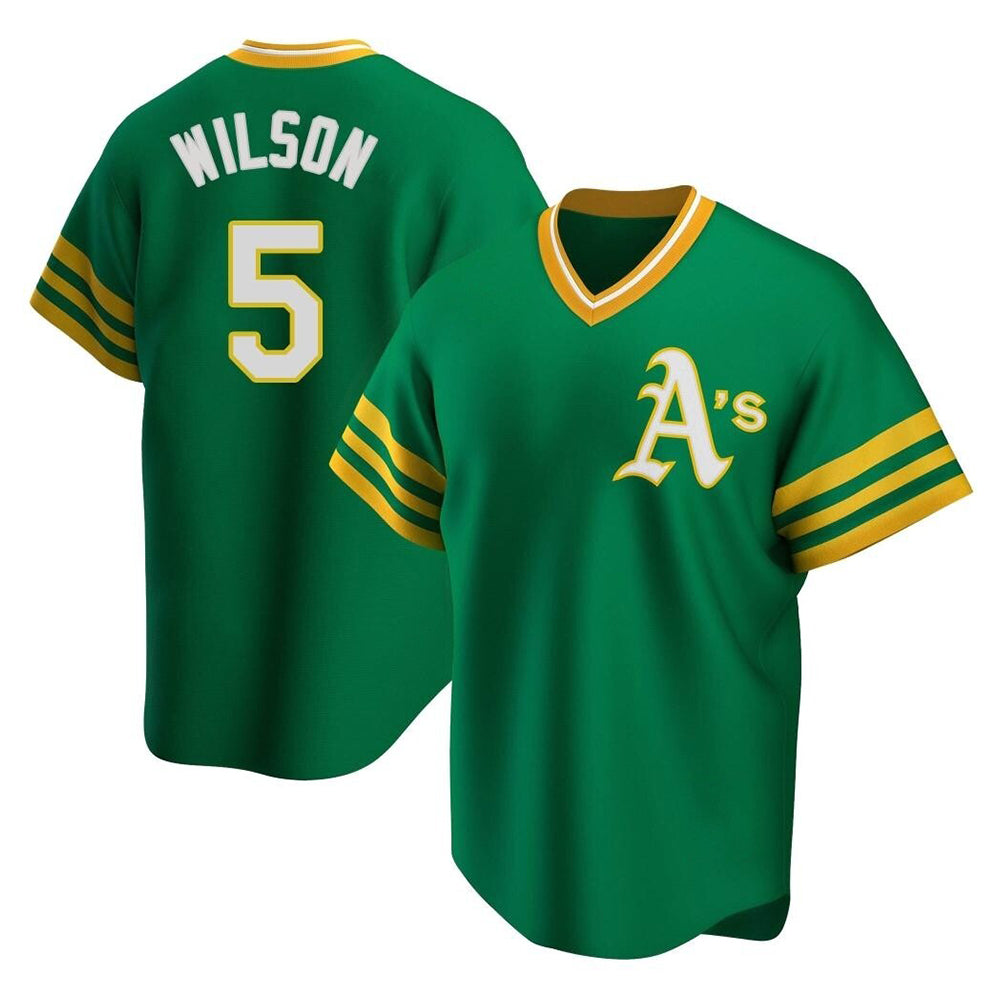 Elroe Athletics #5 Jacob Wilson Green Replica Cooperstown Collection T shirt Stitched Jersey