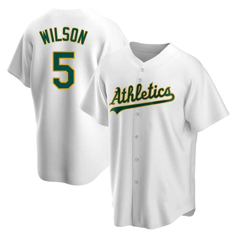 Elroe Athletics #5 Jacob Wilson White Replica Home Stitched Jersey
