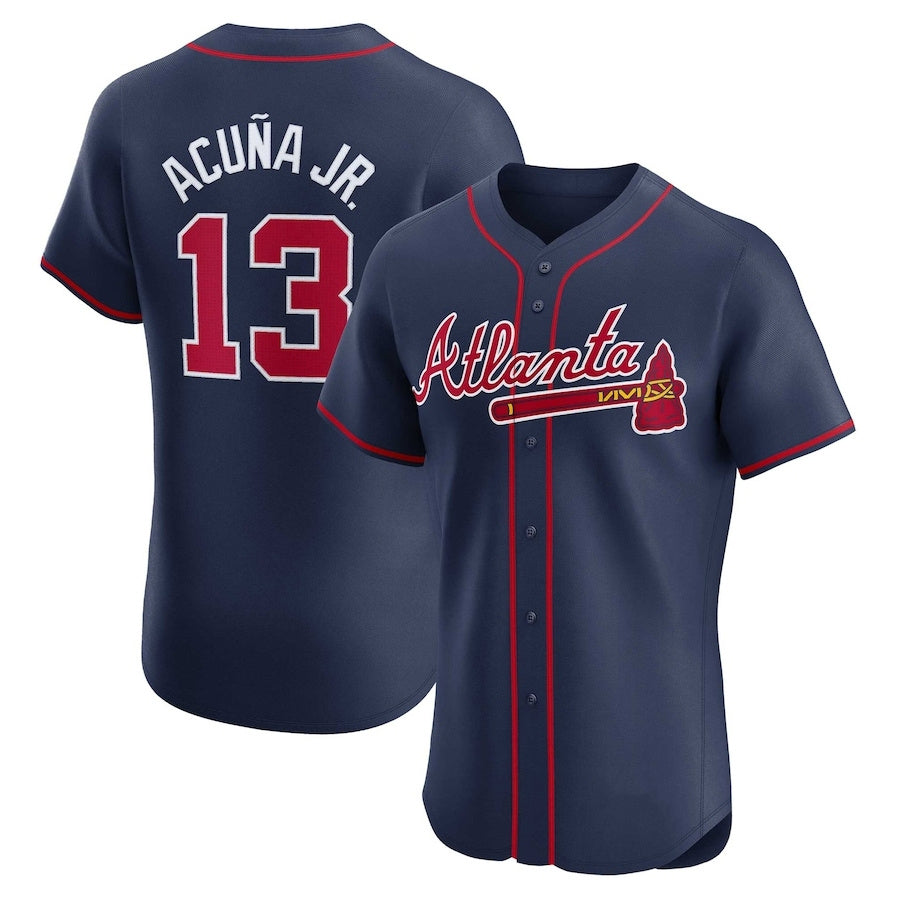 Elroe A.Braves #13 Ronald Acuna Jr. Alternate Elite Player Jersey - Navy Personalized Jerseys