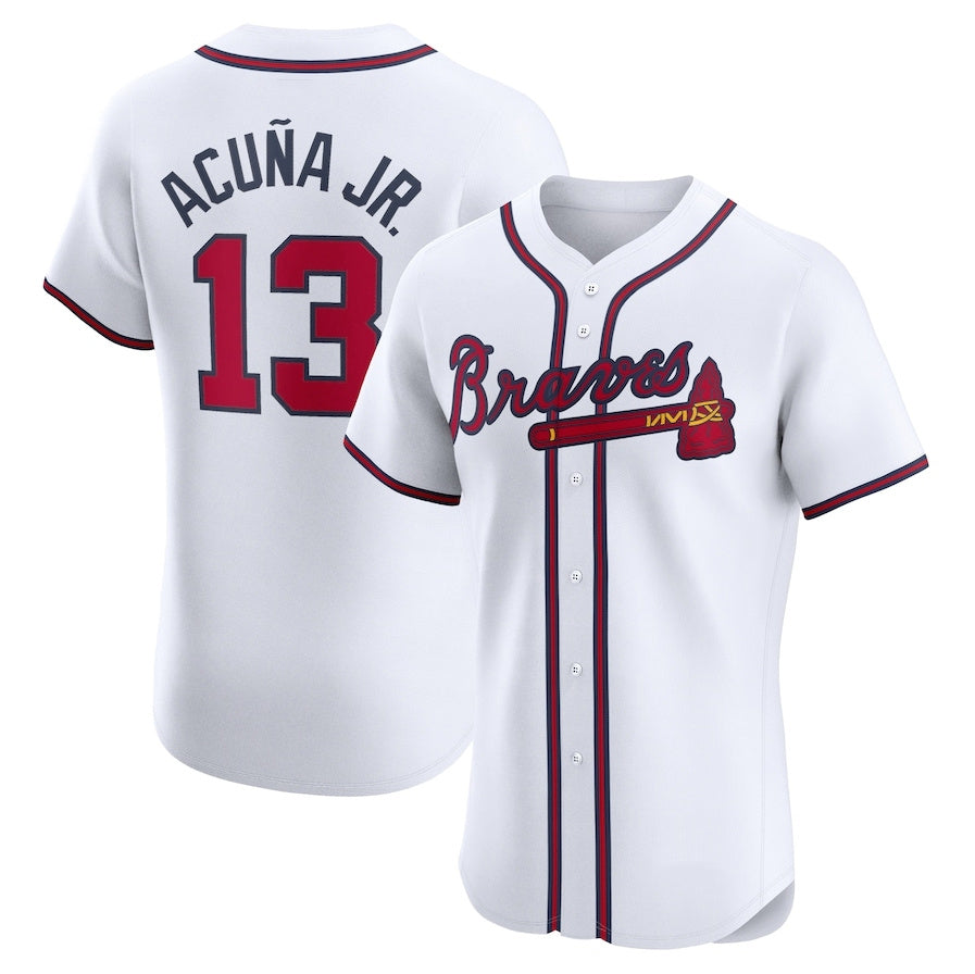 Elroe A.Braves #13 Ronald Acuna Jr. Home Elite Jersey - White Personalized Jerseys