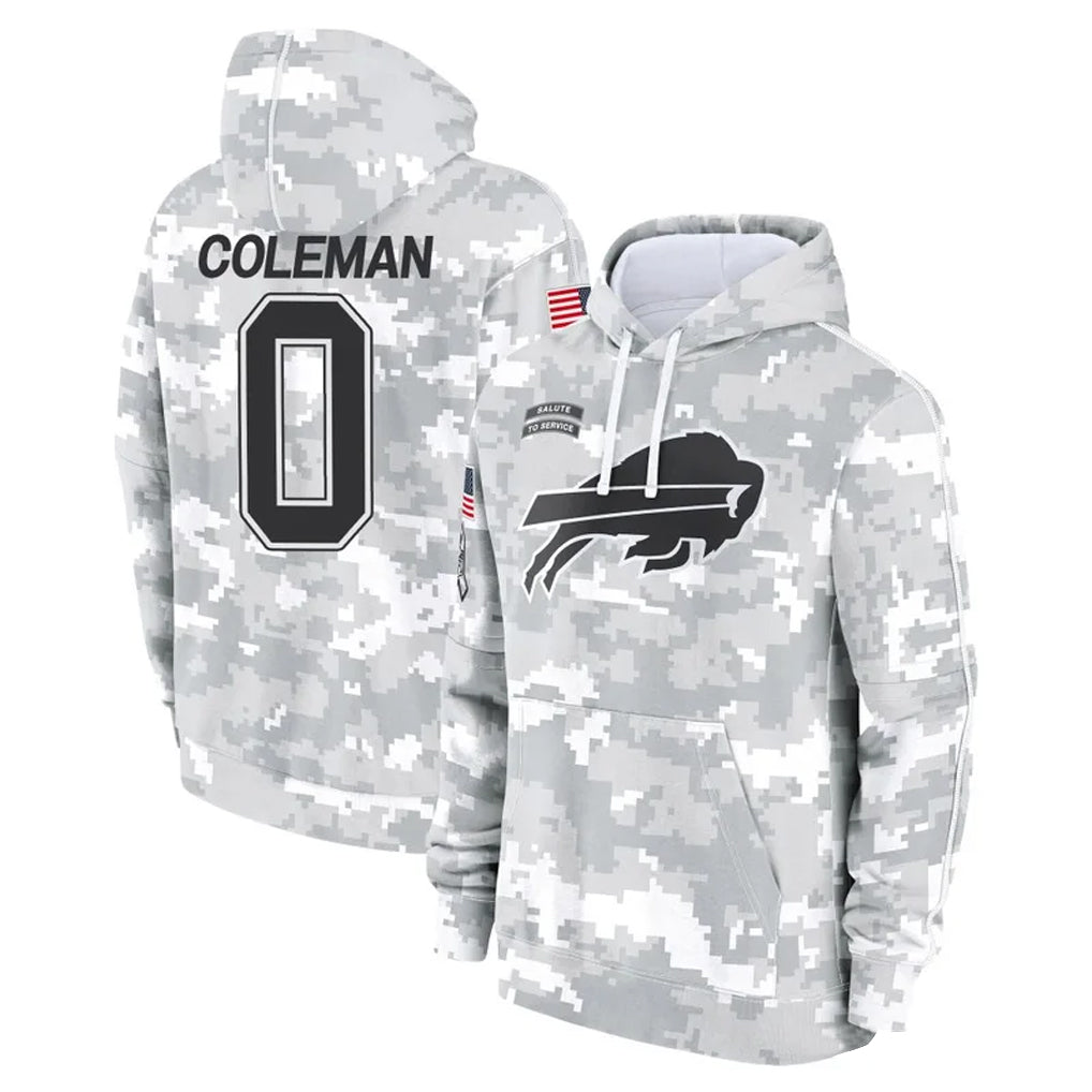 Elroe B.Bills #0 Keon Coleman Player Arctic Camo Salute to Service Hoodies Stitched Jerseys