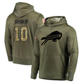 Elroe B.Bills #10 Khalil Shakir Player Olive Salute to Service Hoodies Game Stitched Jerseys